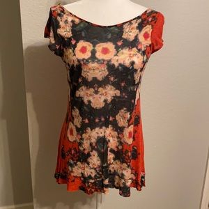 Floral cap sleeve top from Anthropologie